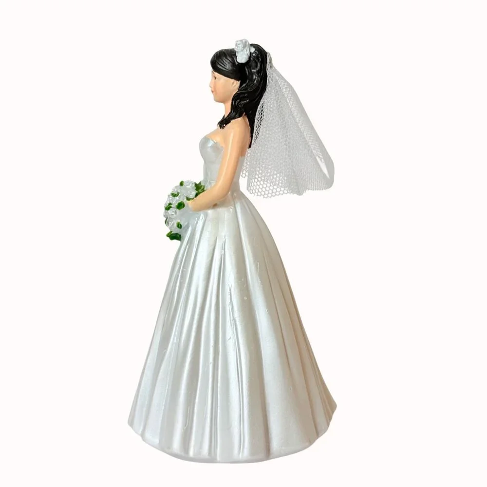 Wilton Bride Cake Topper Figurine Wedding Bridal Shower VTG Decor Black Hair